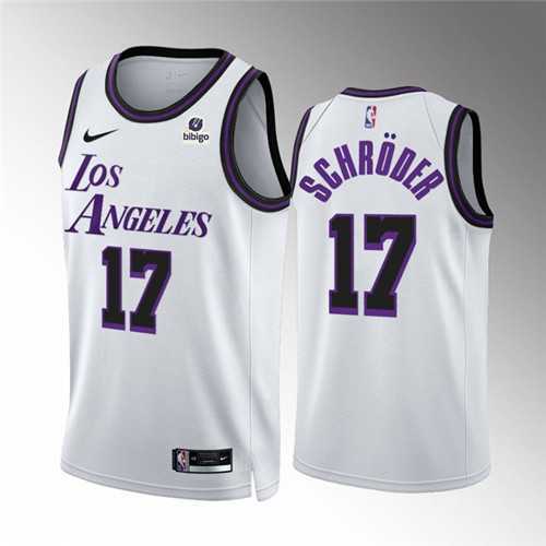 Mens Los Angeles Lakers #17 Dennis Schroder White City Edition Stitched Basketball Jersey Dzhi